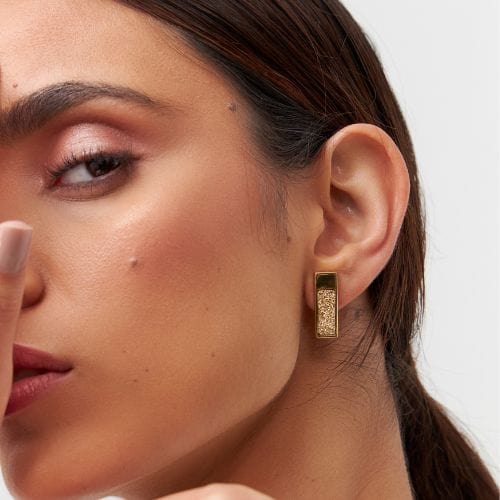Brinco Soneto - Drusa ouro Semijoias de luxo e design exclusivo