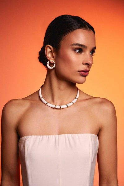 Choker Macramê - Esmaltação Branca — ângulo 2