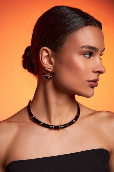Choker Macramê - Esmaltação Preta — ângulo 2