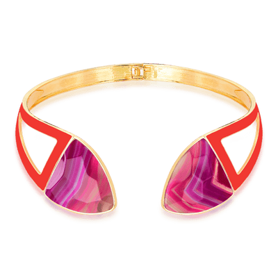 Choker Makeda - Ágata Rosa Pink Listrada — ângulo 1