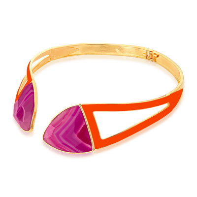 Choker Makeda - Ágata Rosa Pink Listrada — ângulo 2
