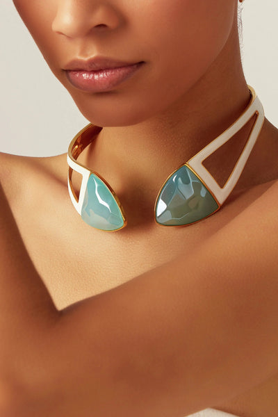 Choker Makeda - Ágata Azul Céu — ângulo 4