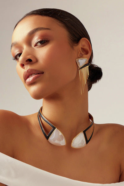 Choker Makeda - Ágata Branca — ângulo 3