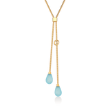Colar Axel - Ágata Azul Céu — Ouro 18K | Aimer Joias | semijoia feminina pedra natural