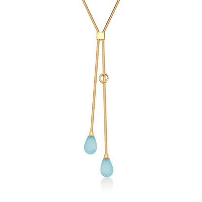 Colar Axel - Ágata Azul Céu — Ouro 18K | Aimer Joias | semijoia feminina pedra natural