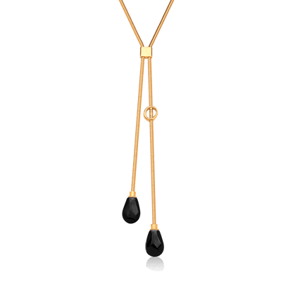 Colar Axel - Obsidiana Negra — Ouro 18K | Aimer Joias | semijoia feminina pedra natural