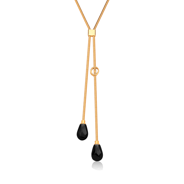 Colar Axel - Obsidiana Negra — Ouro 18K | Aimer Joias | semijoia feminina pedra natural