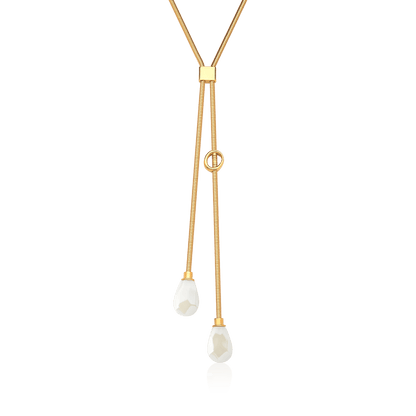 Colar Axel - Porcelana — Ouro 18K | Aimer Joias | semijoia feminina pedra natural