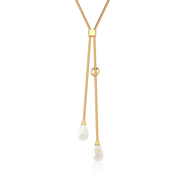 Colar Axel - Porcelana — Ouro 18K | Aimer Joias | semijoia feminina pedra natural