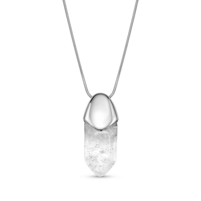 Colar Bruma - Cristal De Rocha Ródio — ângulo 1