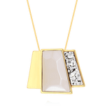 Colar Cascata com Ágata Branca e Drusa Platina | Colar feminino com pedra natural Aimer Joias