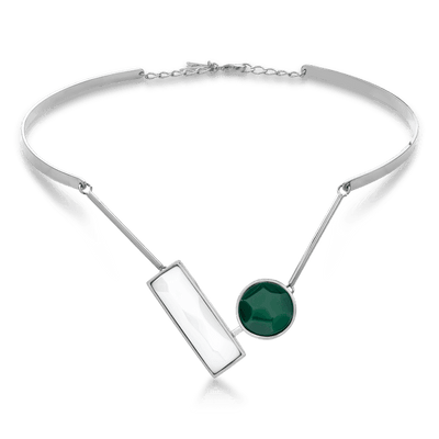 Colar Convicta - Ágata Verde e a Porcelana — ângulo 1