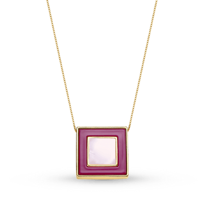 Colar Coragem - Madreperola esmaltação em Marsala — ângulo 1