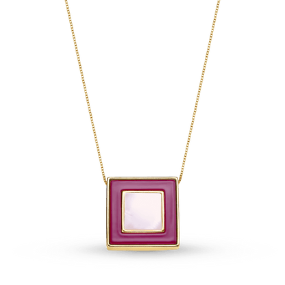 Colar Coragem - Madreperola esmaltação em Marsala Semijoias de luxo e design exclusivo