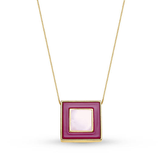Colar Coragem - Madreperola esmaltação em Marsala Semijoias de luxo e design exclusivo