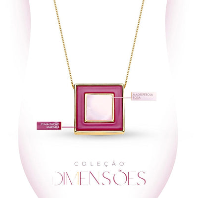 Colar Coragem - Madreperola esmaltação em Marsala — ângulo 8