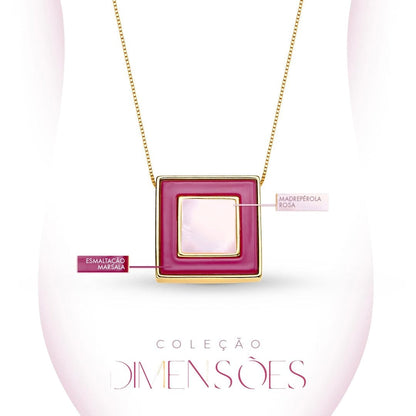 Colar Coragem - Madreperola esmaltação em Marsala Semijoias de luxo e design exclusivo