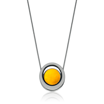 Colar Energia - Esmaltado Branco/Feldspato Amarelo — ângulo 1