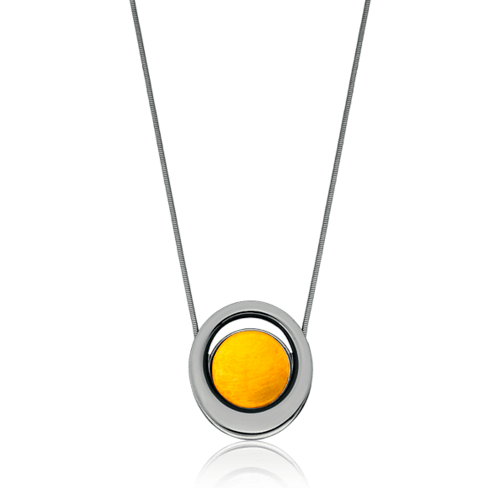 Colar Energia - Esmaltado Branco/Feldspato Amarelo