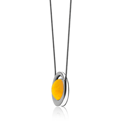 Colar Energia - Esmaltado Branco/Feldspato Amarelo — ângulo 2