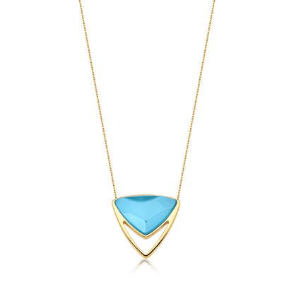 Colar Equilíbrio - Ágata Azul Céu Semijoias de luxo e design exclusivo