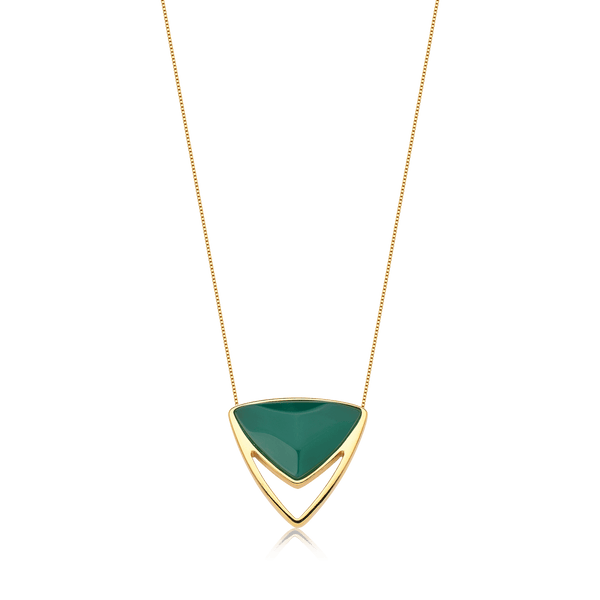Colar Equilíbrio - Ágata Verde Semijoias de luxo e design exclusivo