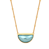 Colar Escudo - Ágata Azul Céu — Ouro 18K | Aimer Joias | semijoia feminina pedra natural