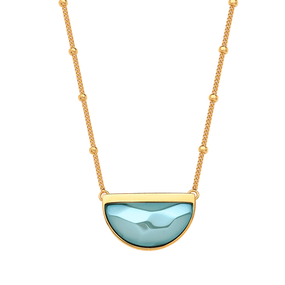 Colar Escudo - Ágata Azul Céu — Ouro 18K | Aimer Joias | semijoia feminina pedra natural