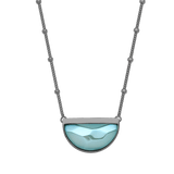 Colar Escudo - Ágata Azul Céu — Ródio Negro | Aimer Joias | semijoia feminina pedra natural
