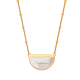 Colar Escudo - Ágata Branca — Ouro 18K | Aimer Joias | semijoia feminina pedra natural