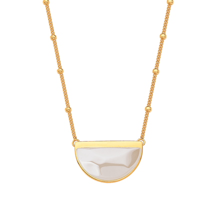 Colar Escudo - Ágata Branca — Ouro 18K | Aimer Joias | semijoia feminina pedra natural