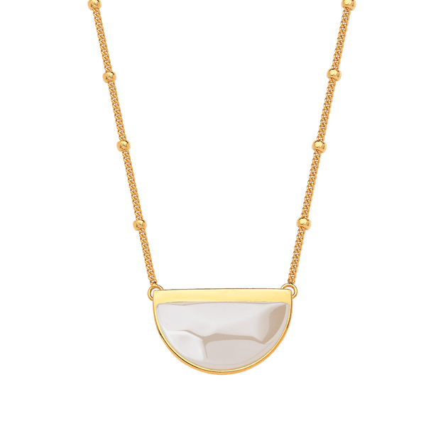 Colar Escudo - Ágata Branca — Ouro 18K | Aimer Joias | semijoia feminina pedra natural
