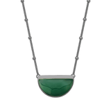 Colar Escudo - Ágata Verde — Ródio Negro | Aimer Joias | semijoia feminina pedra natural