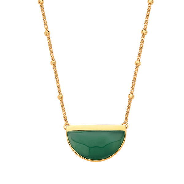 Colar Escudo - Ágata Verde — Ouro 18K | Aimer Joias | semijoia feminina pedra natural