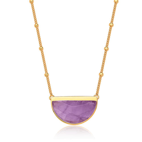Colar Escudo - Ametista — Ouro 18K | Aimer Joias | semijoia feminina pedra natural