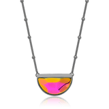 Colar Escudo - Cristal Multicolorido — Ródio Negro | Aimer Joias | semijoia feminina pedra natural