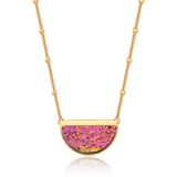 Colar Escudo - Drusa Multicolorida — Ouro 18K | Aimer Joias | semijoia feminina pedra natural