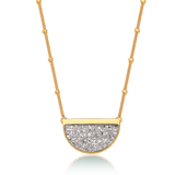 Colar Escudo - Drusa Platina — Ouro 18K | Aimer Joias | semijoia feminina pedra natural