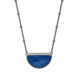Colar Escudo - Feldspato Azul Anil — Ródio Negro | Aimer Joias | semijoia feminina pedra natural