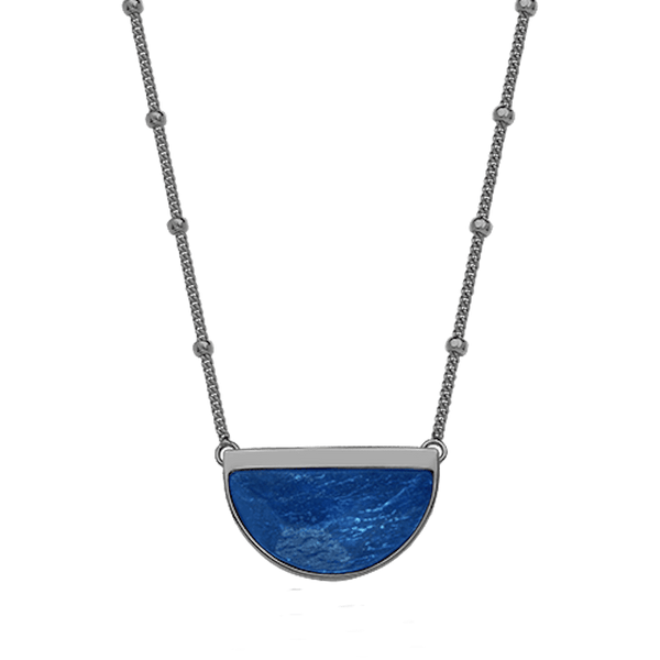 Colar Escudo - Feldspato Azul Anil — Ródio Negro | Aimer Joias | semijoia feminina pedra natural