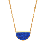 Colar Escudo - Feldspato Azul Anil — Ouro 18K | Aimer Joias | semijoia feminina pedra natural