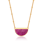 Colar Escudo - Feldspato Rosa Pink — Ouro 18K | Aimer Joias | semijoia feminina pedra natural
