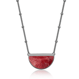 Colar Escudo - Feldspato Vermelho — Ródio Negro | Aimer Joias | semijoia feminina pedra natural