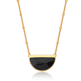 Colar Escudo - Obsidiana Negra — Ouro 18K | Aimer Joias | semijoia feminina pedra natural