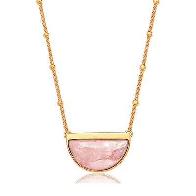 Colar Escudo - Quartzo Rosa — ângulo 1