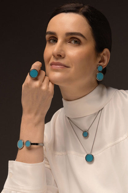 Colar Eterno - Ágata Azul Céu Semijoias de luxo e design exclusivo