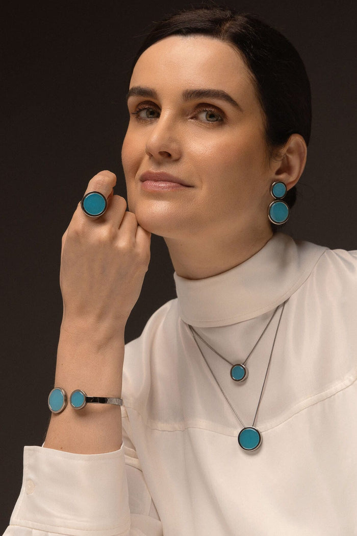 Colar Eterno - Ágata Azul Céu Semijoias de luxo e design exclusivo