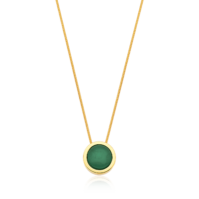 Colar Eterno Ágata Verde — Banho Ouro 18k | Aimer Joias — ângulo 1