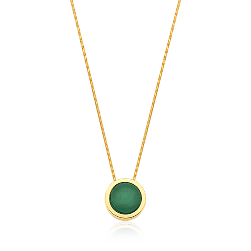Colar Eterno Ágata Verde — Banho Ouro 18k | Aimer Joias