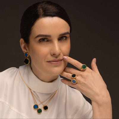 Colar Eterno Ágata Verde — Banho Ouro 18k | Aimer Joias — ângulo 3